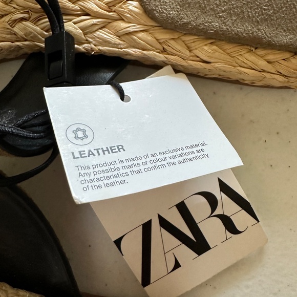 NEW Zara Leather Thong Espadrille Sandal Size 40 US 10 - Picture 5 of 6